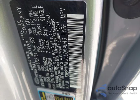 2020 Hyundai Palisade Sel z USA, uszkodzony, nr VIN KM8R34HE2LU089049